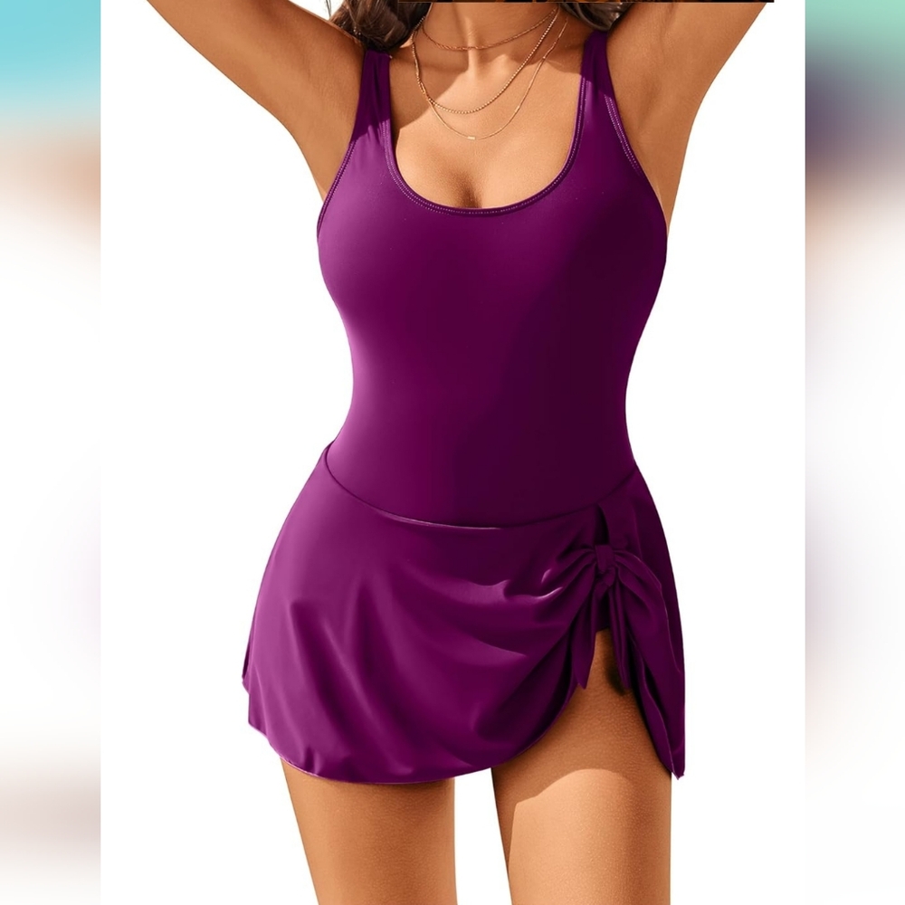 AIMAGE PLUS SIZE One Piece Tummy Control Swimdress